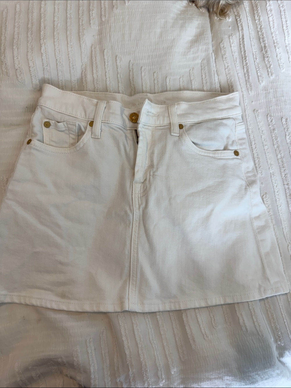 7 for all man kind White Jean Mini skirt